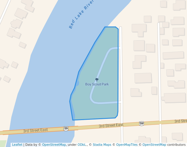 walking in Boy Scout Park map in Thief River Falls