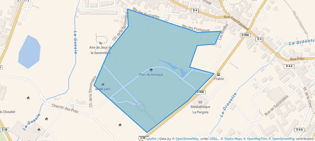 walking in Parc du kiosque map in Épernon