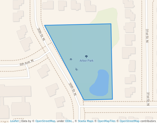 walking in Arbor Park map in Moorhead