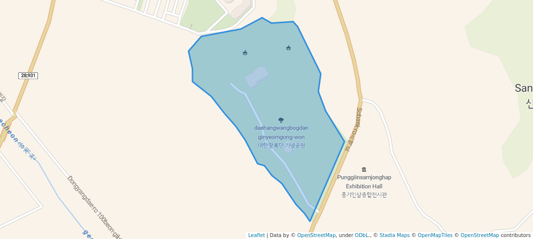 walking in 대한광복단 기념공원 map in Yeongju