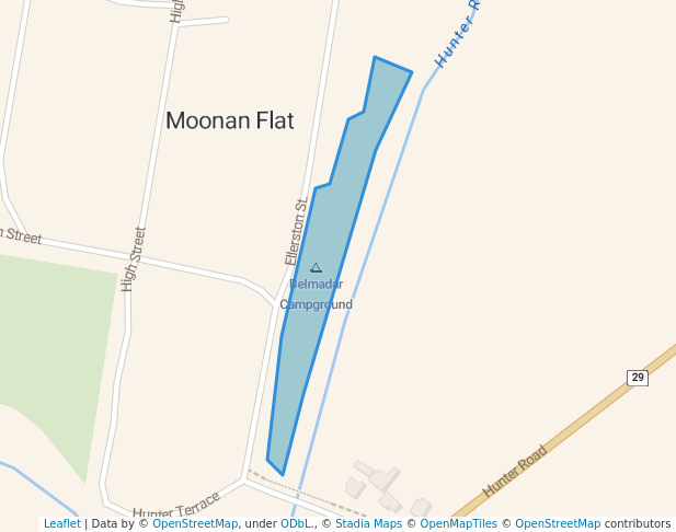 walking in Belmadar Park map in Moonan Flat