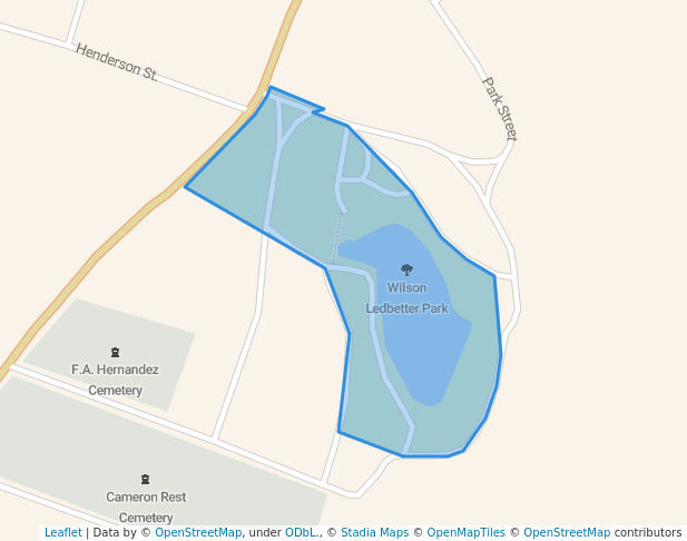 walking in Wilson Ledbetter Park map in Cameron