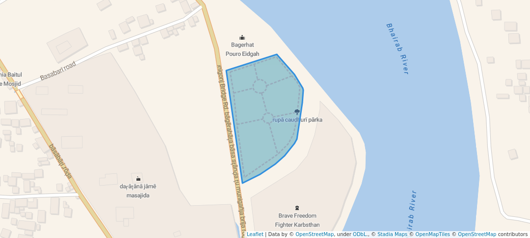 walking in Bagerhat Pouro Park map in Bagerhat