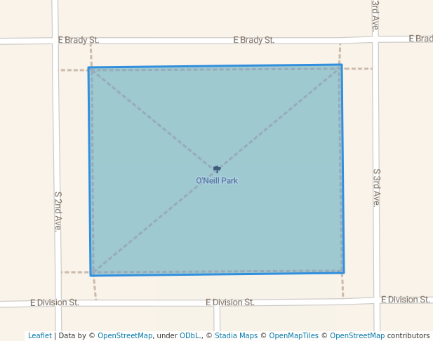 walking in O'Neill Park map in Anthon