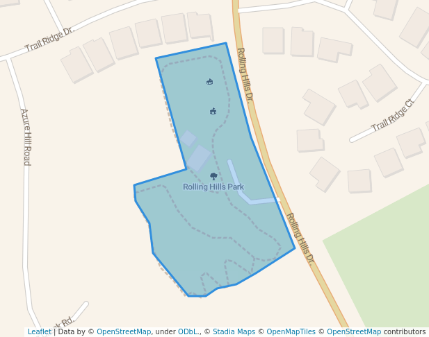 walking in Rolling Hills Park map in Benbrook