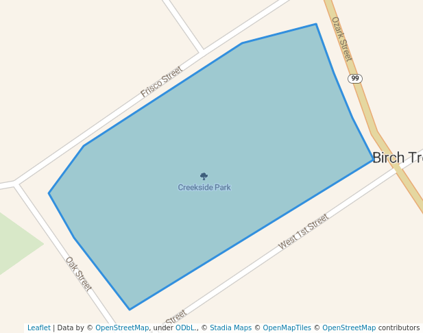 walking in Creekside Park map in Birch Tree