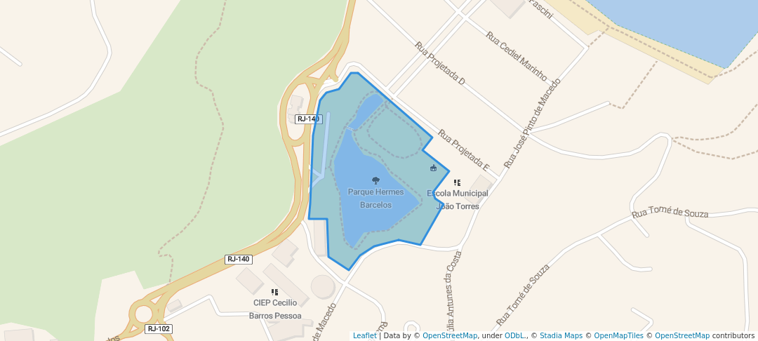 walking in Parque Hermes Barcelos map in Arraial do Cabo