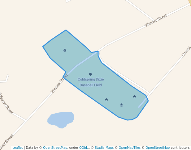 walking in Coldspring Dixie Baseball Field map in Coldspring