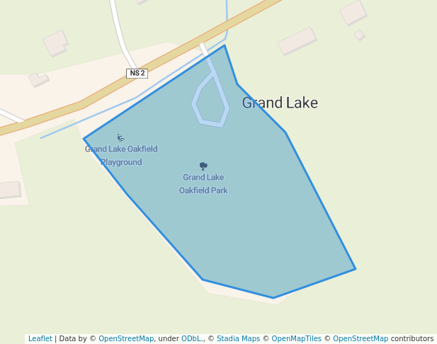 walking in Grand Lake Oakfield Park map in Grand Lake