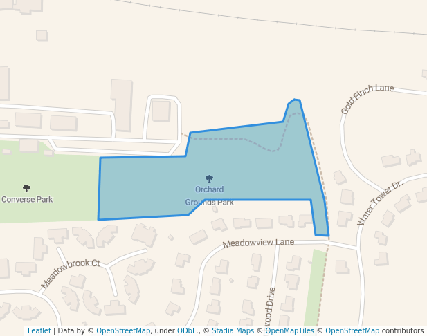 walking in Orchard Grounds Park map in Marshall