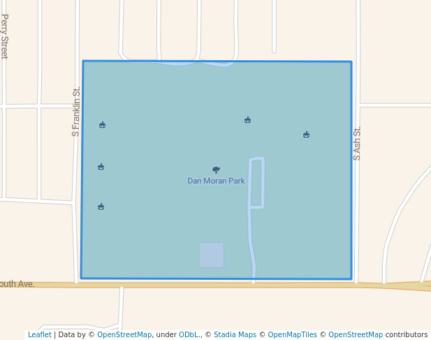 walking in Moran Park map in Ponca City