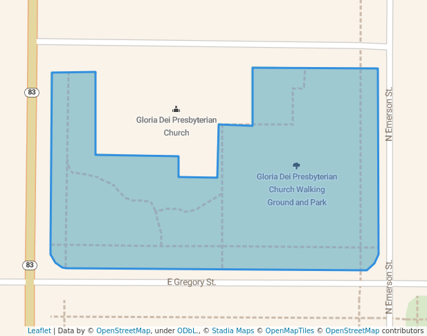 walking in Gloria Dei Presbyterian Church Walking Ground and Park map in Mount Prospect