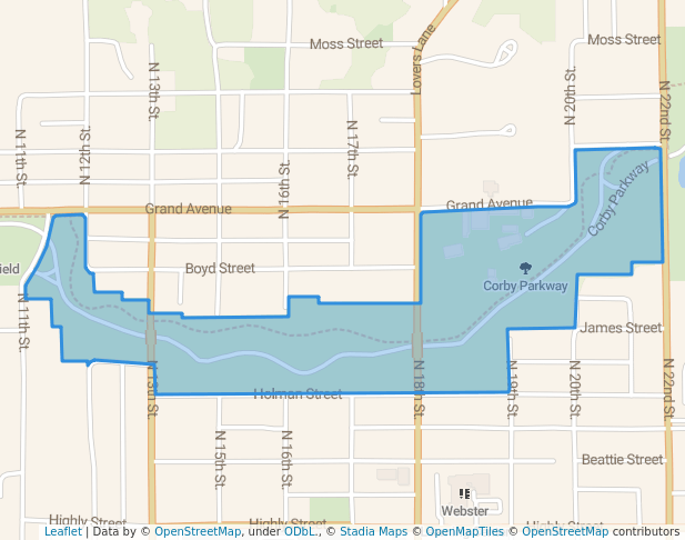 walking in Corby Parkway map in Saint Joseph