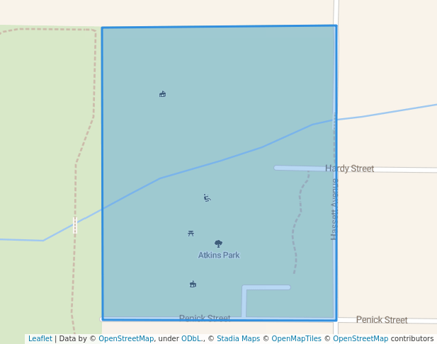 walking in Atkins Park map in Shreveport