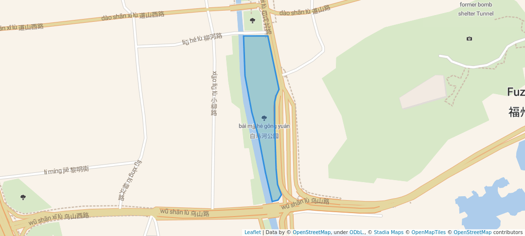 walking in 白马河公园 map in Fu Zhou Shi
