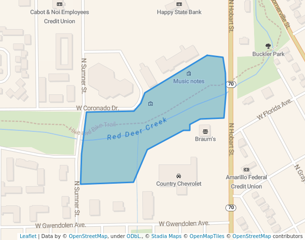 walking in East Corindado Park map in Pampa