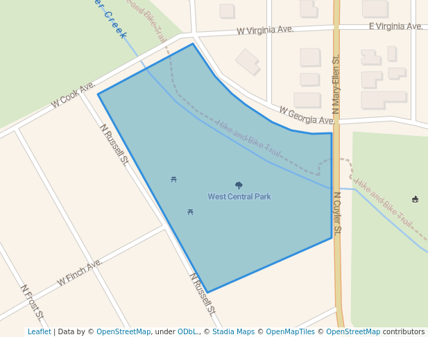 walking in West Central Park map in Pampa