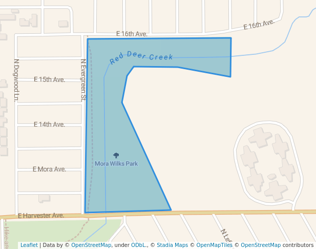 walking in Mora Wilks Park map in Pampa