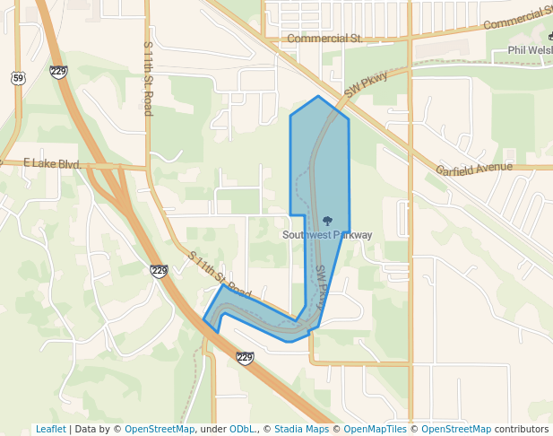 walking in Southwest Parkway map in Saint Joseph