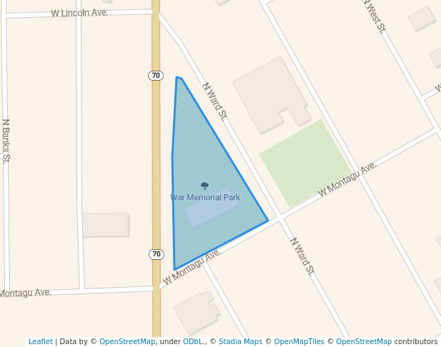 walking in War Memorial Park map in Pampa