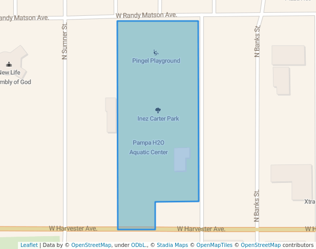 walking in Inez Carter Park map in Pampa