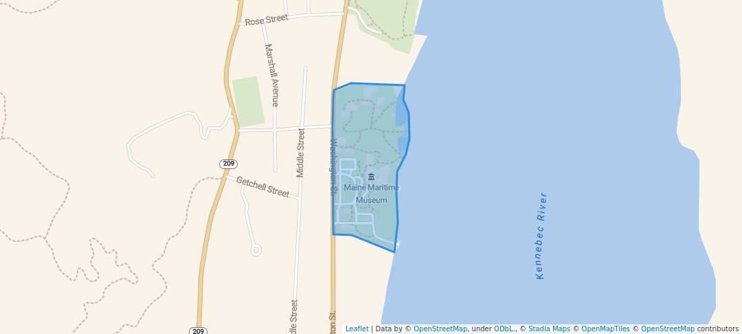 walking in Maine Maritime Museum Park map in Bath