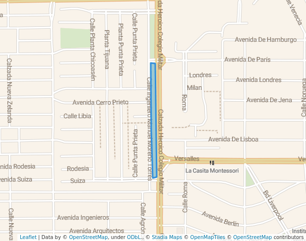 walking in Parque militar map in Mexicali