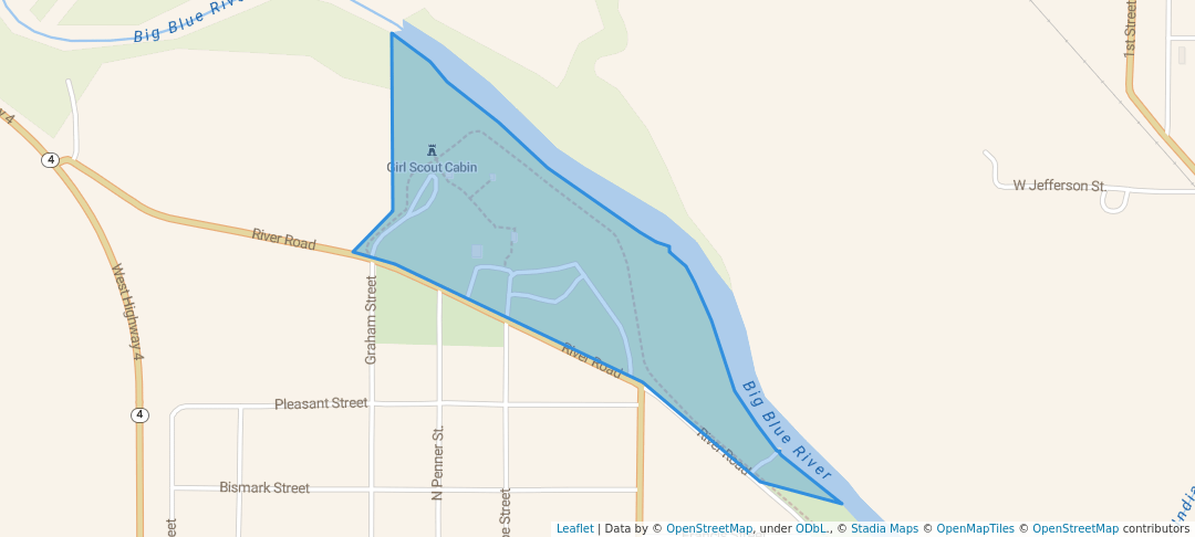 walking in Riverside Park map in Beatrice