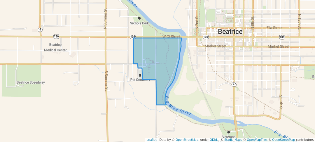 walking in Frolick Park map in Beatrice