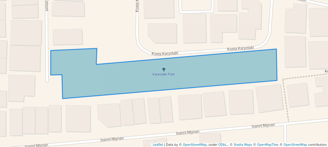 walking in Karyotaki Park map in Larnaca