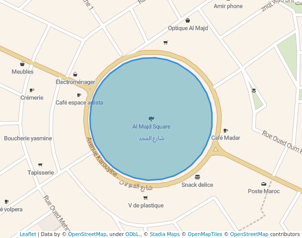 walking in Al Majd Square map in Fes