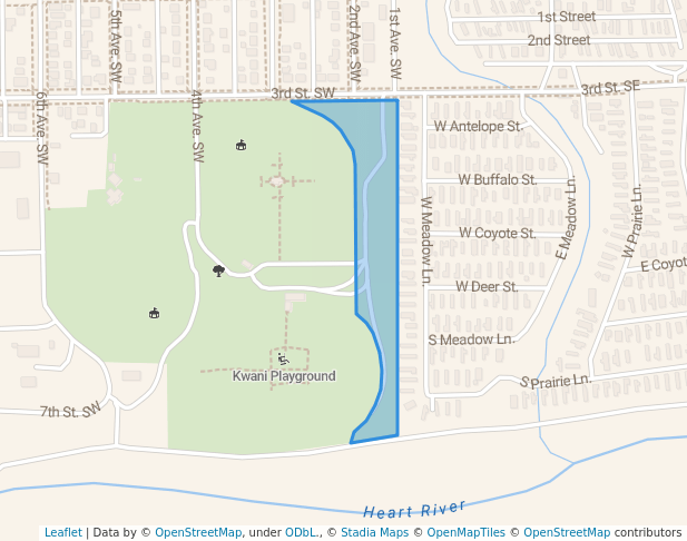 walking in Kiwanis Park map in Mandan