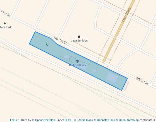 walking in Railroad Park map in Smithville