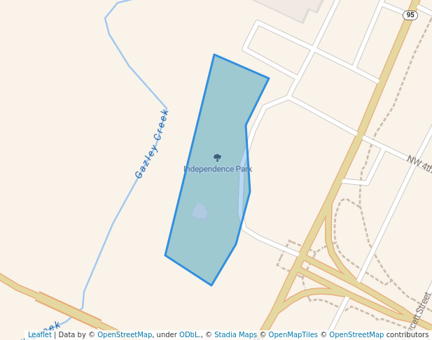walking in Independence Park map in Smithville