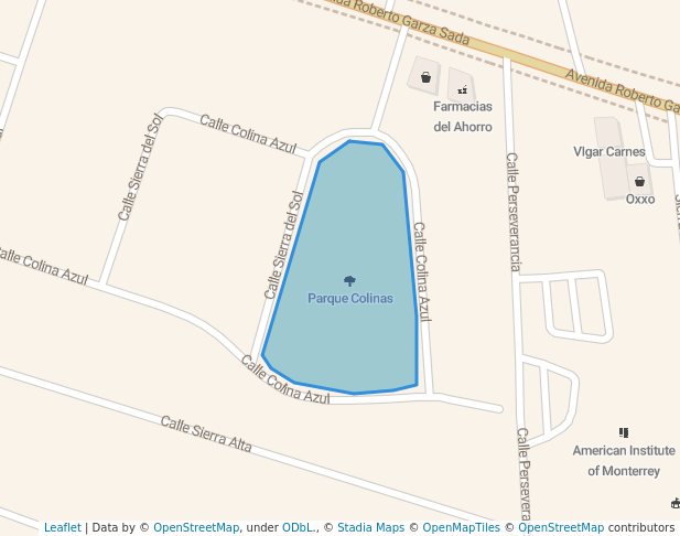 walking in Parque Colinas map in San Pedro Garza García