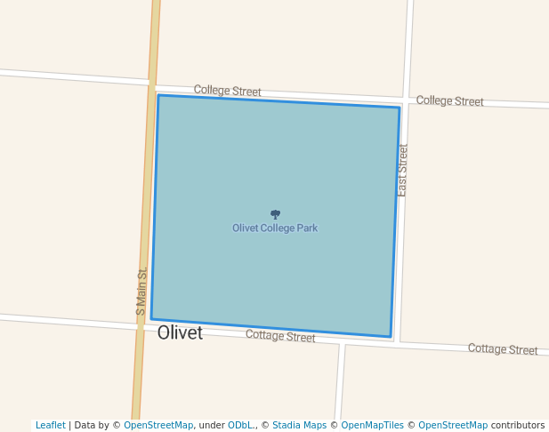 walking in Olivet College Park map in Olivet
