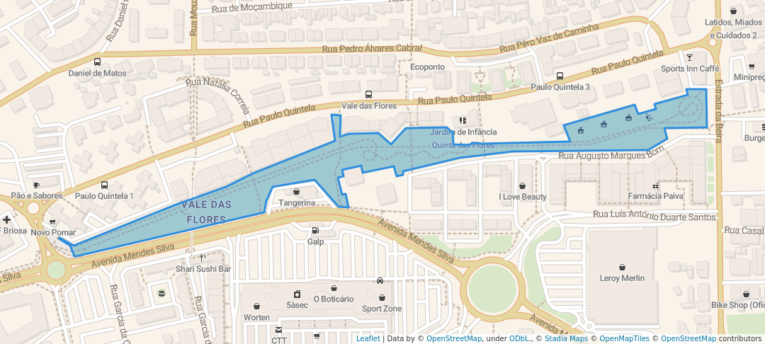 walking in Parque Linear do Vale das Flores map in Coimbra
