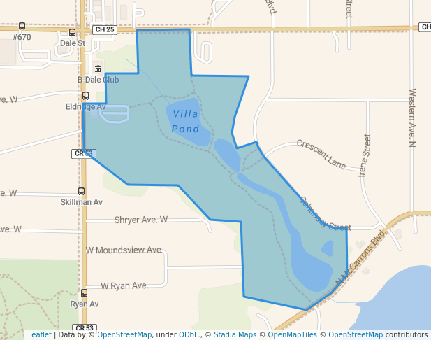 walking in Villa Park map in Roseville