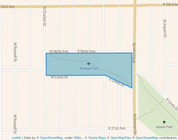 walking in Almeda Park map in Pampa