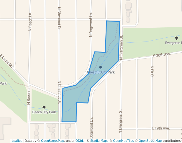 walking in Chestnut City Park map in Pampa