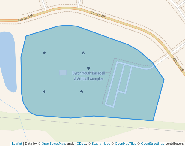 walking in Byron Youth Baseball & Softball Complex map in Byron