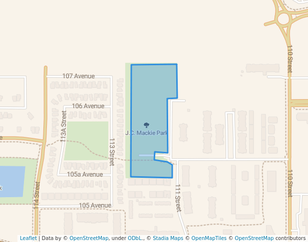 walking in J.C. Mackie Park map in Grande Prairie
