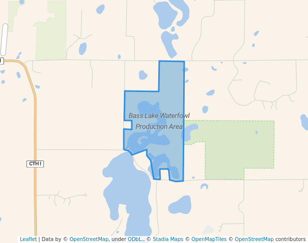 walking in Bass Lake Waterfowl Production Area map in New Richmond