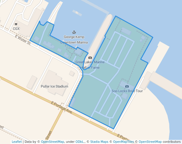 walking in Water Street Historic Martime Park map in Sault Ste. Marie