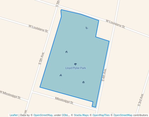 walking in Lloyd Plyler Park map in Durant