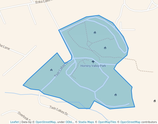 walking in Hominy Valley Park map in Candler