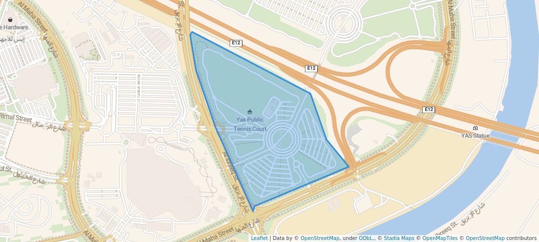 walking in Yas Park map in Abu Dhabi