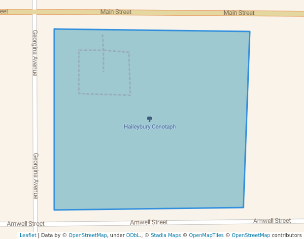 walking in Haileybury Cenotaph map in Temiskaming Shores