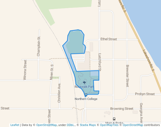 walking in Rockwalk Park map in Temiskaming Shores