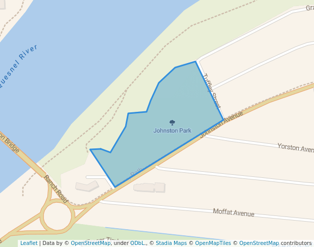 walking in Johnston Park map in Quesnel